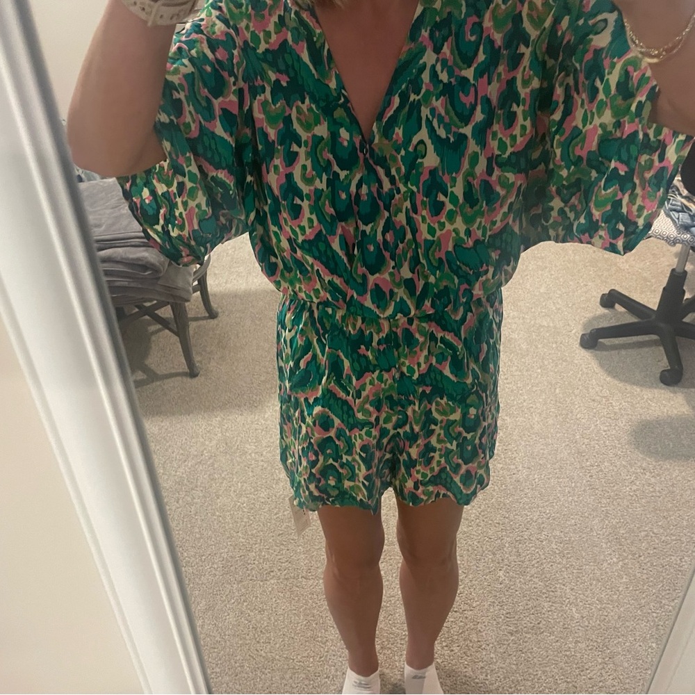 Cupshe Tropical Green and Pink romper